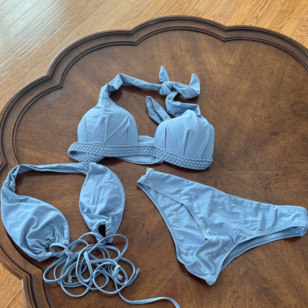 Light Blue Braided Band Bikini Set